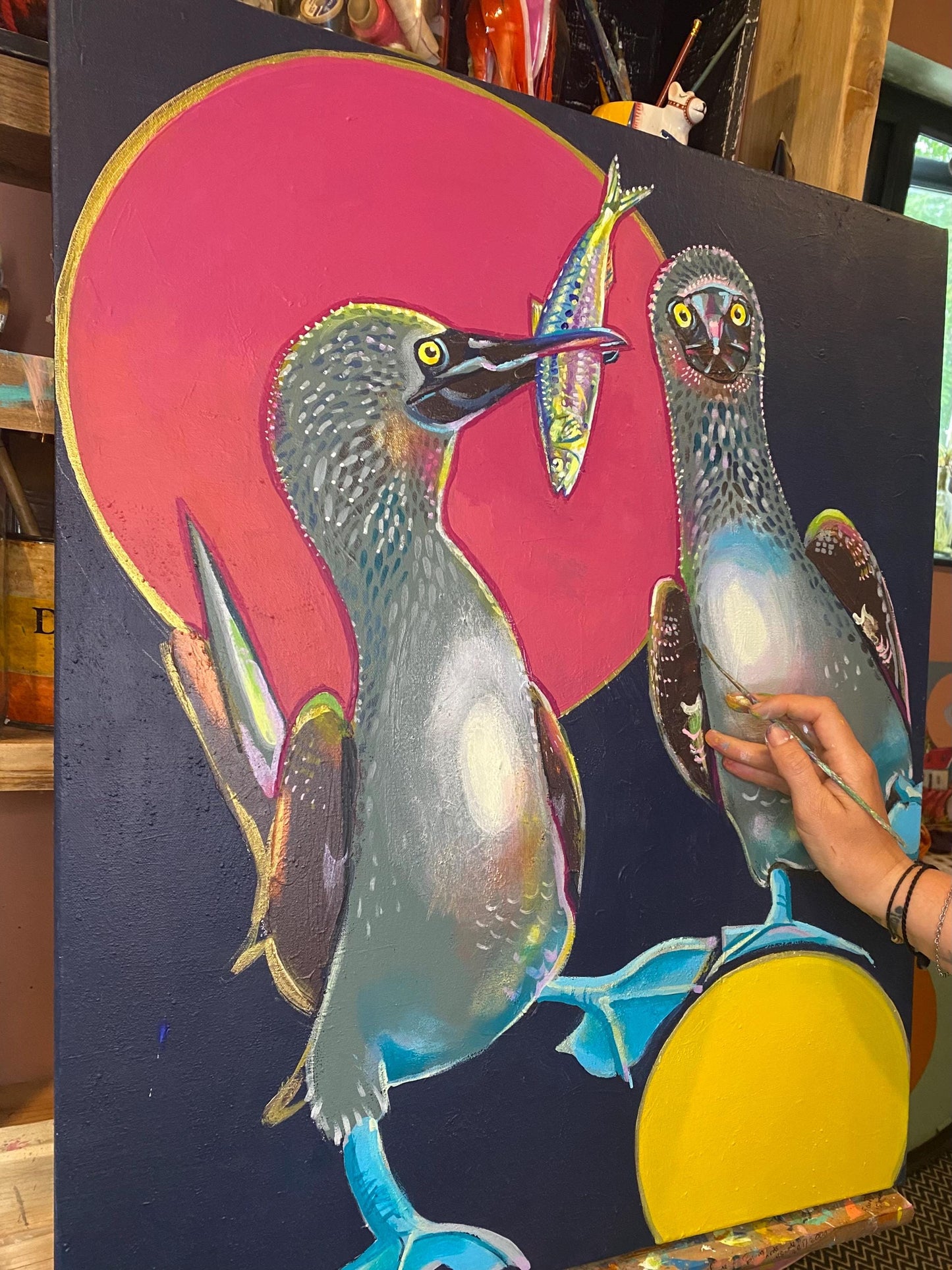 Blue-Footed Boobies (24x30” acrylic on deep canvas)