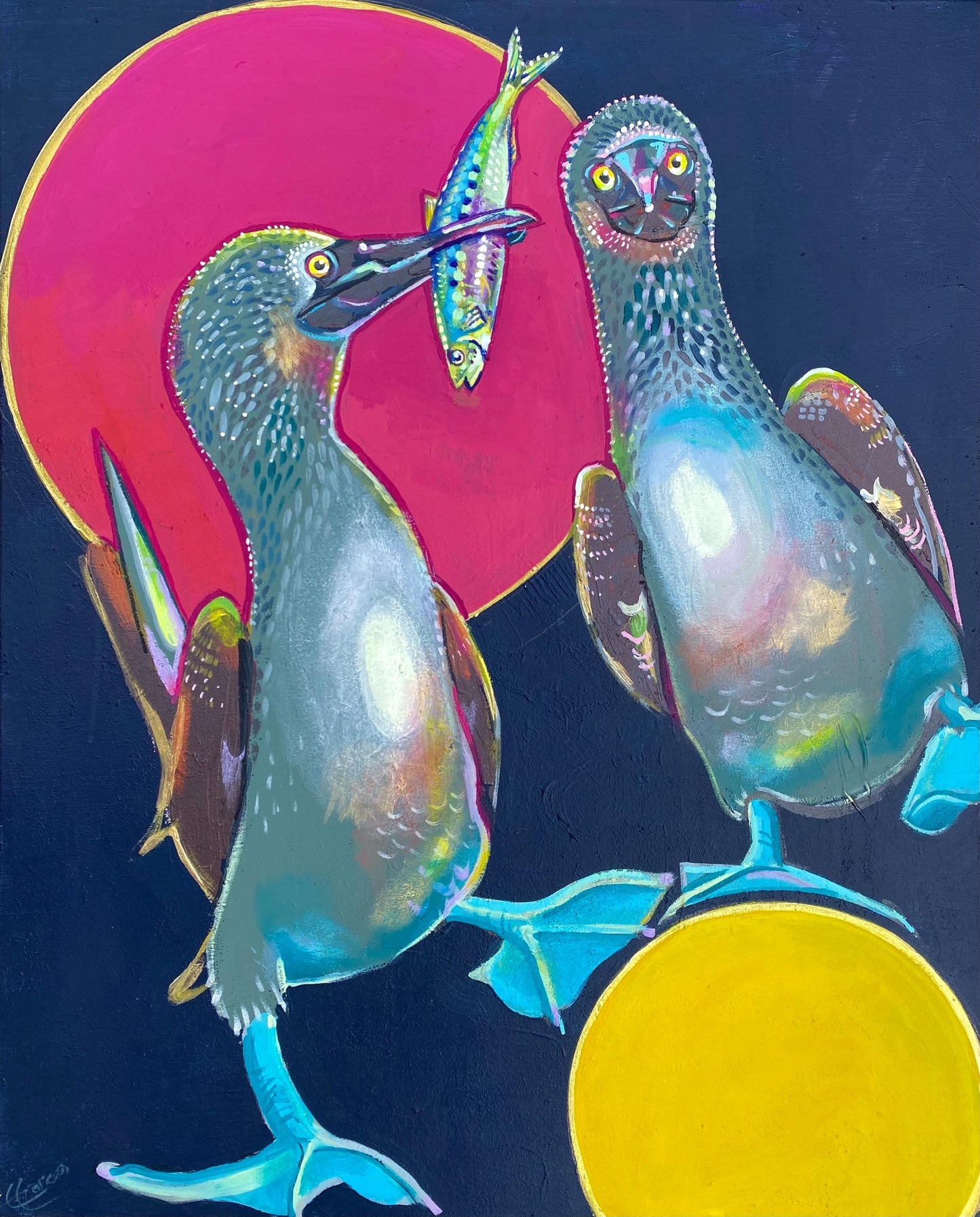 Blue-Footed Boobies (24x30” acrylic on deep canvas)