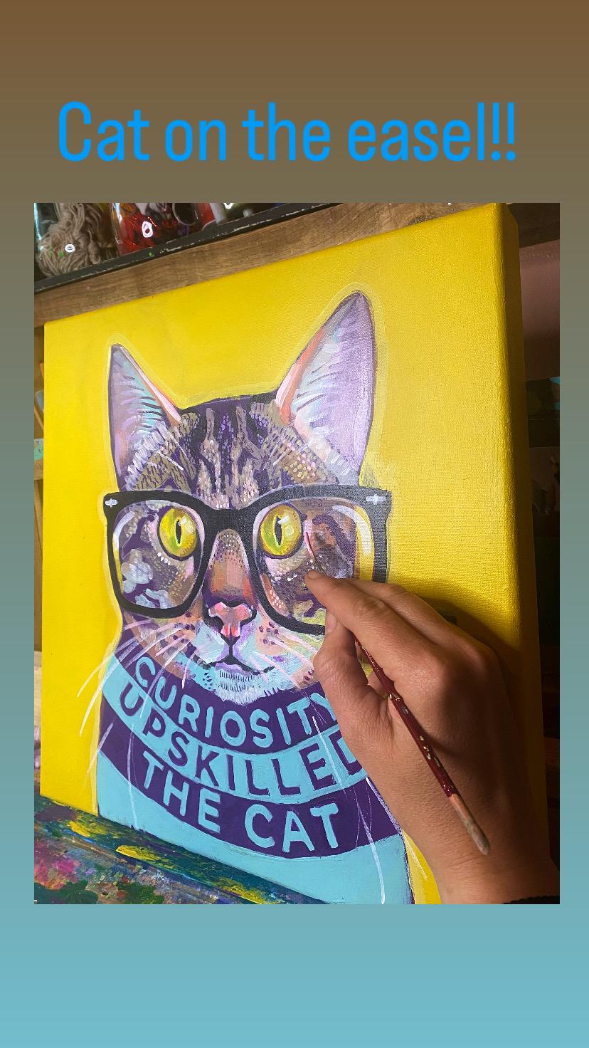 Curious Cat - Original Artwork on canvas